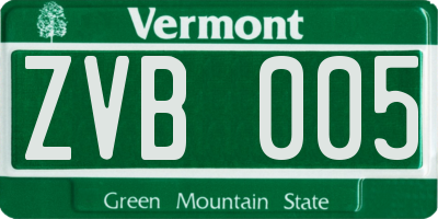 VT license plate ZVB005