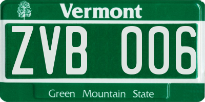 VT license plate ZVB006