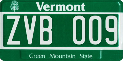 VT license plate ZVB009