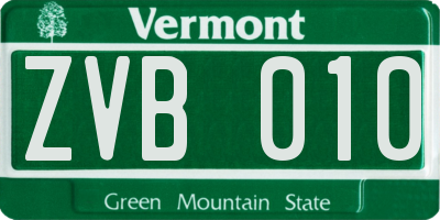 VT license plate ZVB010