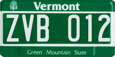 VT license plate ZVB012