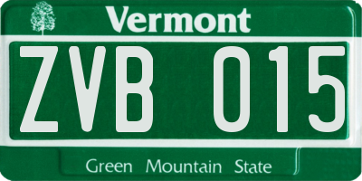 VT license plate ZVB015