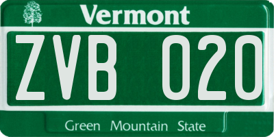 VT license plate ZVB020