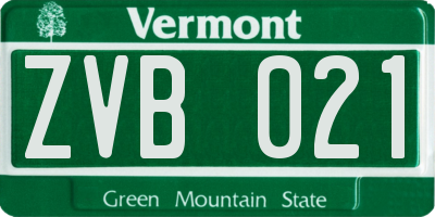 VT license plate ZVB021
