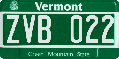 VT license plate ZVB022