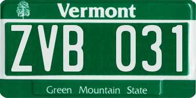 VT license plate ZVB031