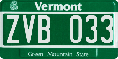 VT license plate ZVB033
