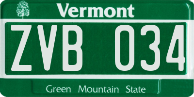VT license plate ZVB034