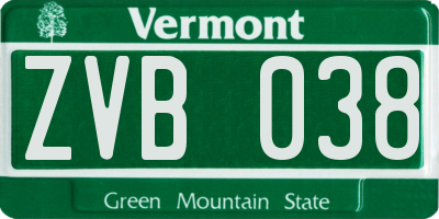 VT license plate ZVB038