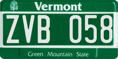 VT license plate ZVB058