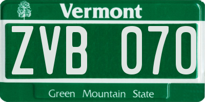 VT license plate ZVB070