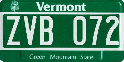 VT license plate ZVB072