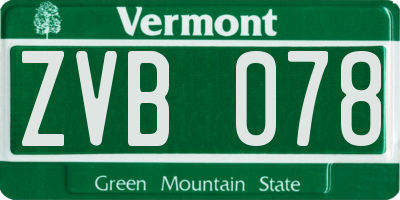 VT license plate ZVB078