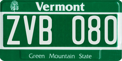 VT license plate ZVB080
