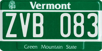 VT license plate ZVB083