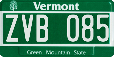 VT license plate ZVB085