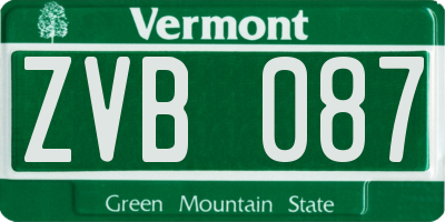 VT license plate ZVB087