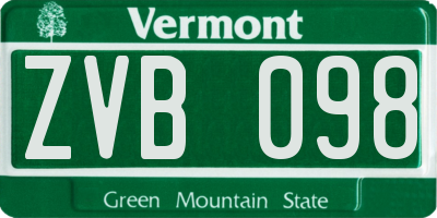 VT license plate ZVB098