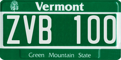 VT license plate ZVB100