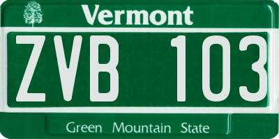VT license plate ZVB103