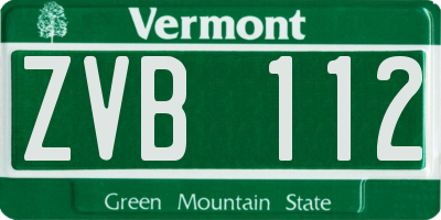 VT license plate ZVB112