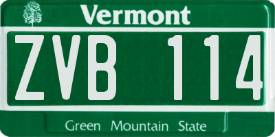 VT license plate ZVB114