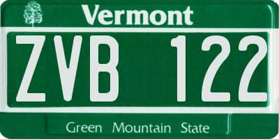 VT license plate ZVB122