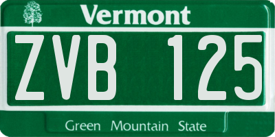 VT license plate ZVB125