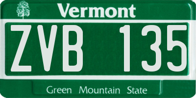 VT license plate ZVB135