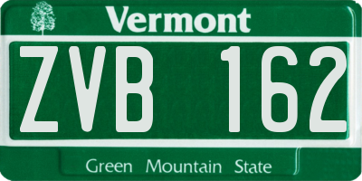 VT license plate ZVB162