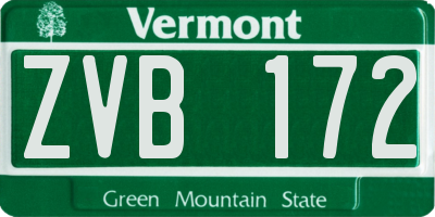 VT license plate ZVB172