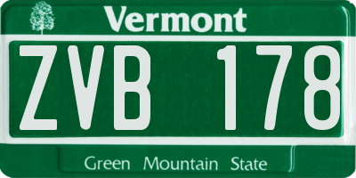 VT license plate ZVB178
