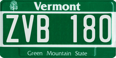 VT license plate ZVB180