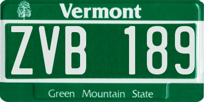 VT license plate ZVB189