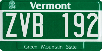VT license plate ZVB192