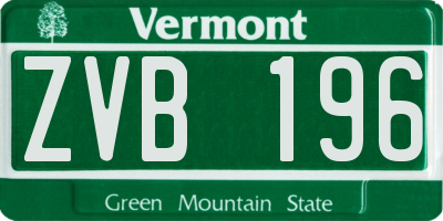 VT license plate ZVB196