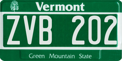 VT license plate ZVB202