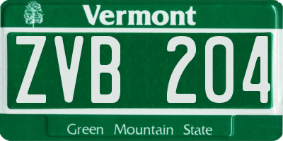 VT license plate ZVB204