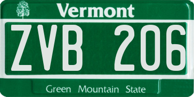VT license plate ZVB206