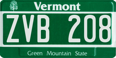VT license plate ZVB208