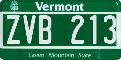VT license plate ZVB213