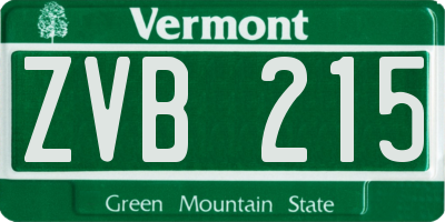 VT license plate ZVB215