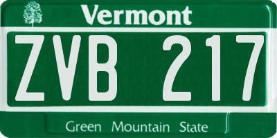VT license plate ZVB217