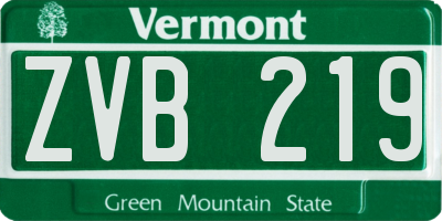 VT license plate ZVB219