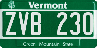 VT license plate ZVB230