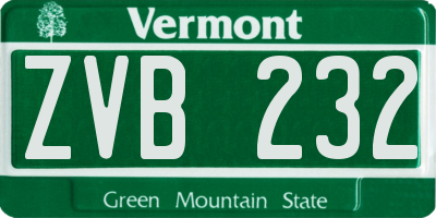 VT license plate ZVB232