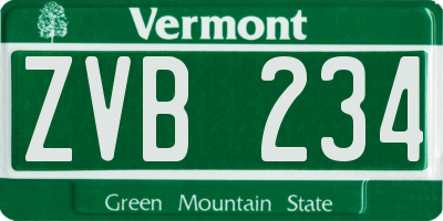VT license plate ZVB234
