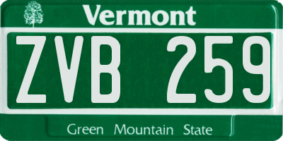 VT license plate ZVB259