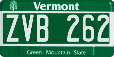VT license plate ZVB262