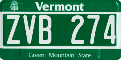 VT license plate ZVB274